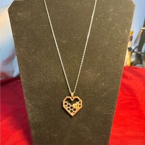 Elegant Gold and Silver Bee Heart Pendant Necklace